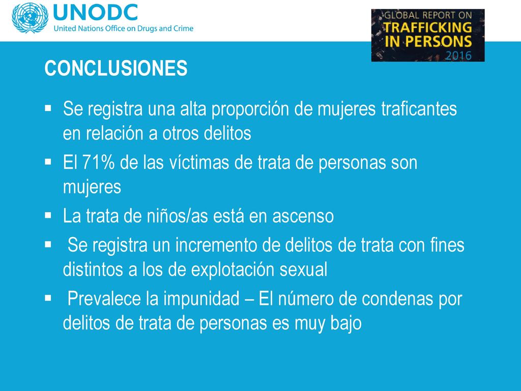 CONCLUSIONES Se registra una alta proporción de mujeres traficantes en relación a otros delitos.