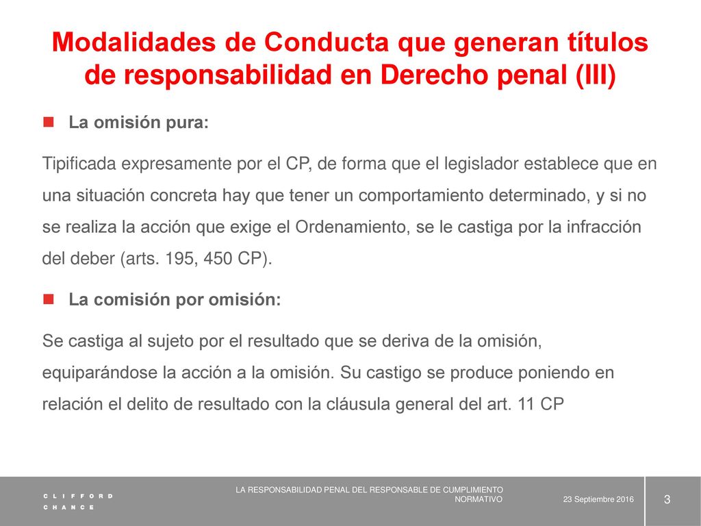 Modalidades de Conducta que generan títulos de responsabilidad en Derecho penal (III)