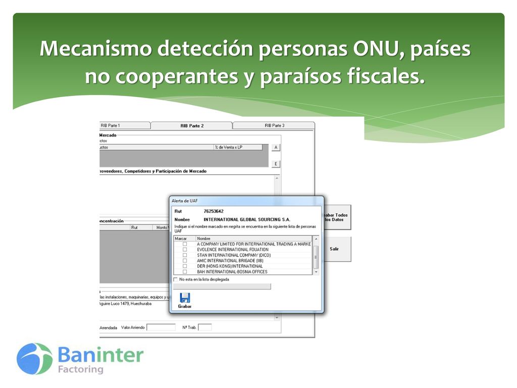 Mecanismo detección personas ONU, países no cooperantes y paraísos fiscales.