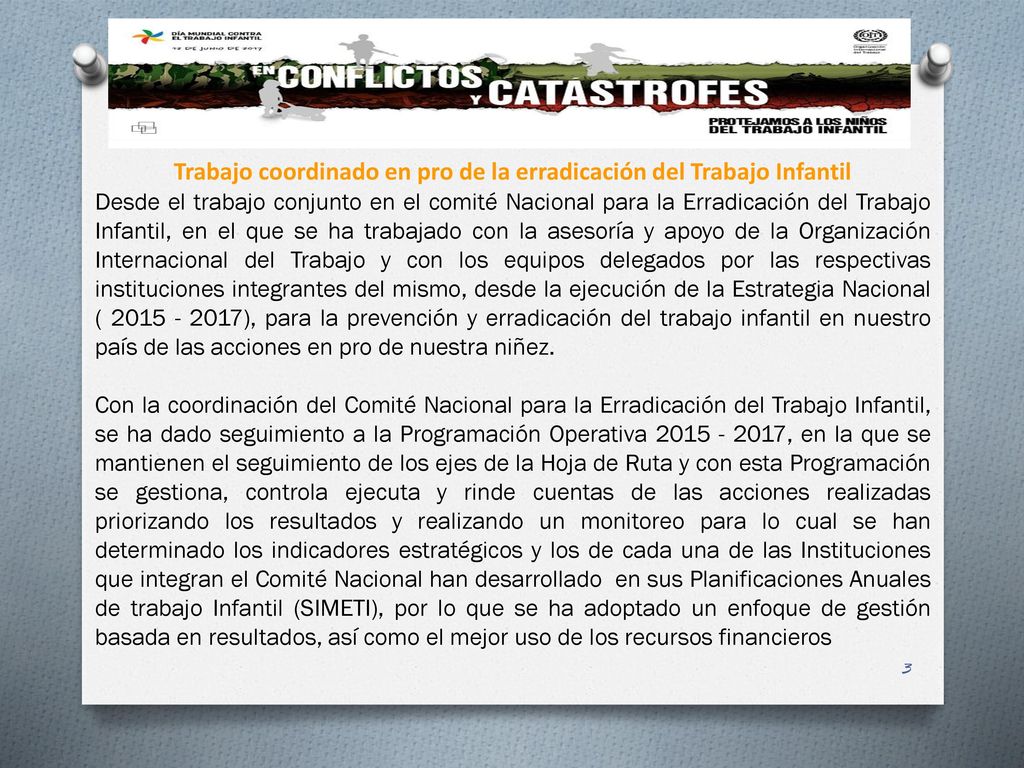 Trabajo coordinado en pro de la erradicación del Trabajo Infantil
