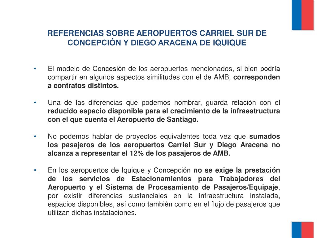REFERENCIAS SOBRE AEROPUERTOS CARRIEL SUR DE CONCEPCIÓN Y DIEGO ARACENA DE IQUIQUE