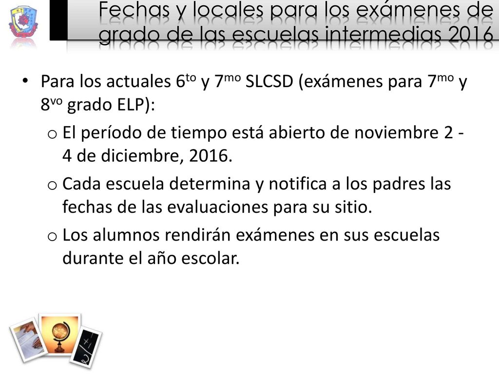 Fechas y locales para los exámenes de grado de las escuelas intermedias 2016
