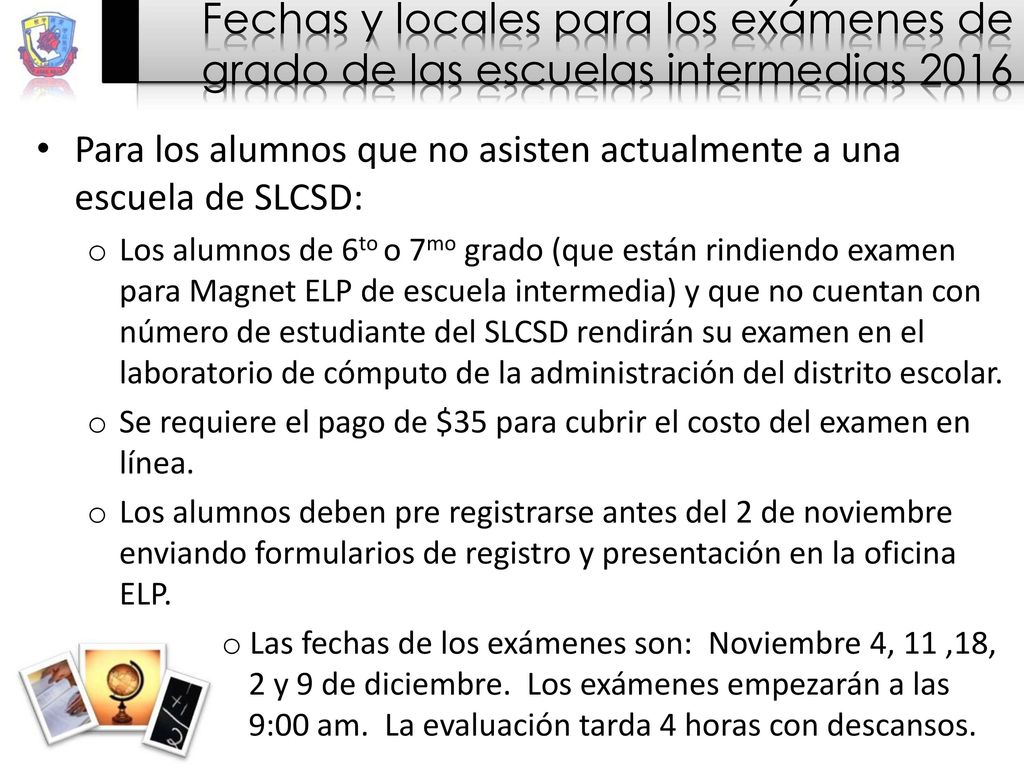 Fechas y locales para los exámenes de grado de las escuelas intermedias 2016