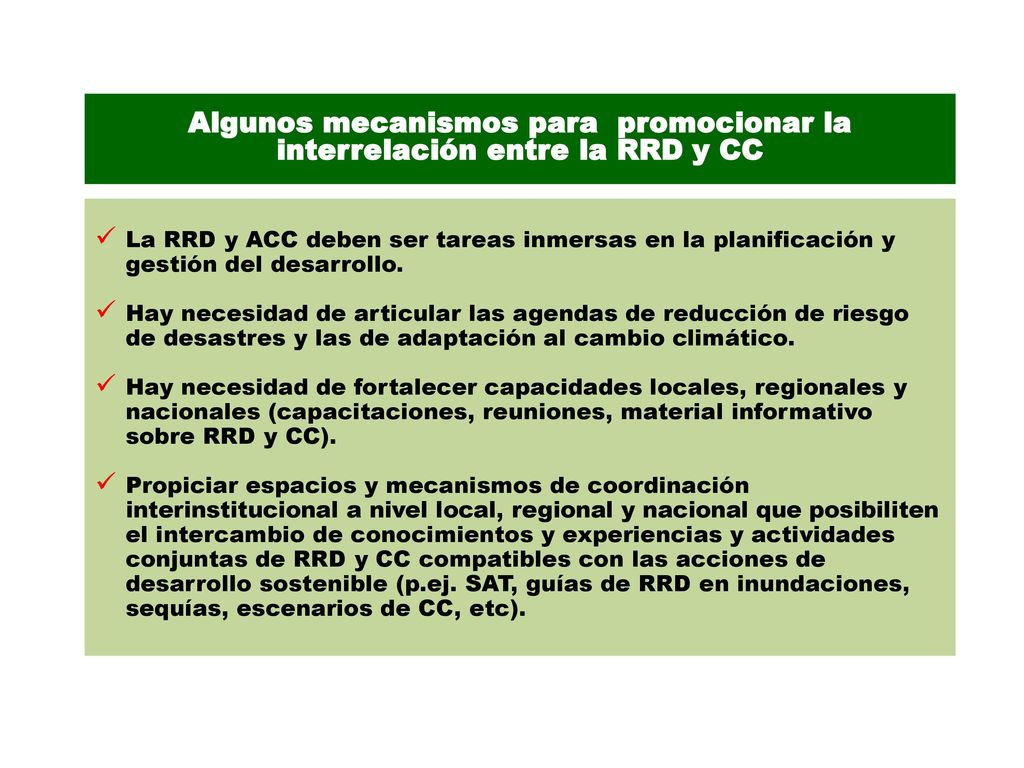 Algunos mecanismos para promocionar la interrelación entre la RRD y CC