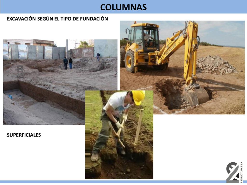 COLUMNAS EXCAVACIÓN SEGÚN EL TIPO DE FUNDACIÓN SUPERFICIALES