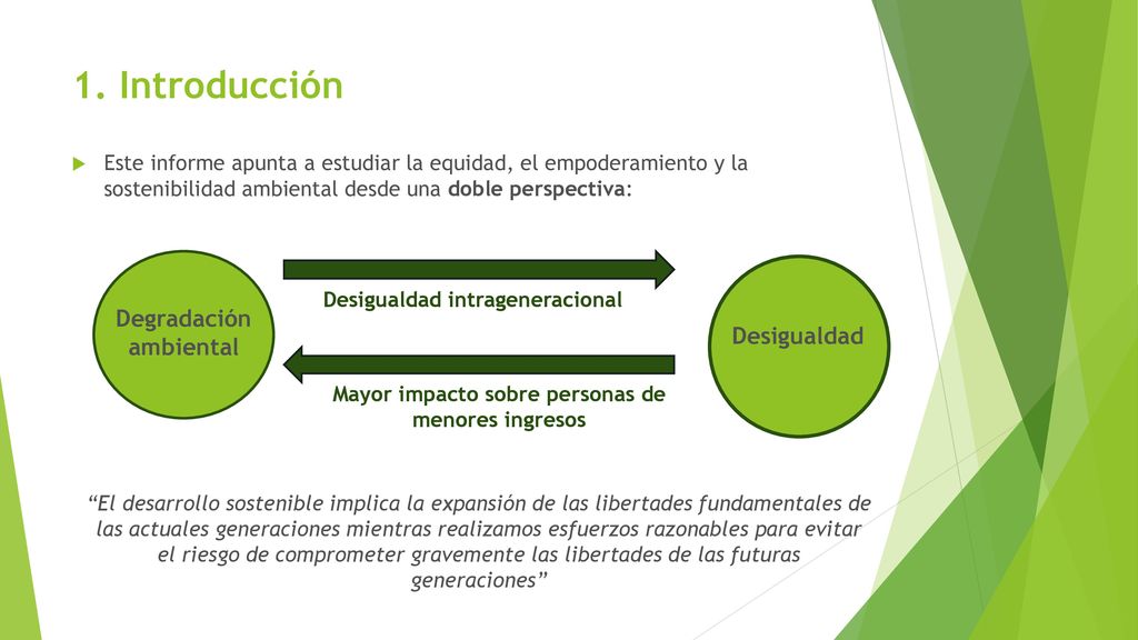 Degradación ambiental Mayor impacto sobre personas de menores ingresos
