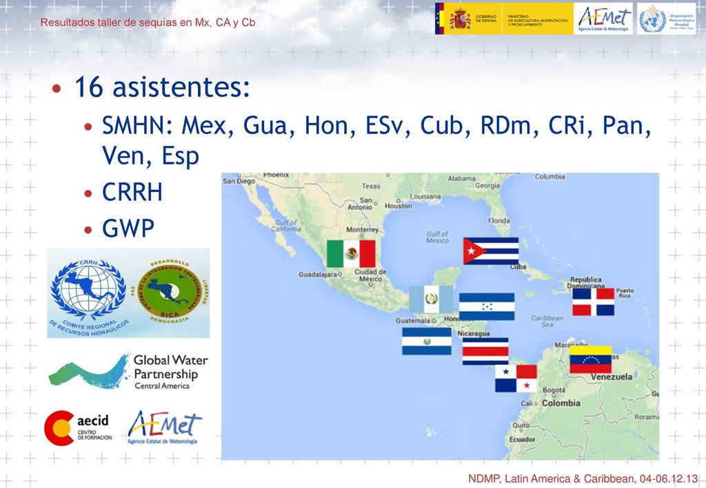 16 asistentes: SMHN: Mex, Gua, Hon, ESv, Cub, RDm, CRi, Pan, Ven, Esp