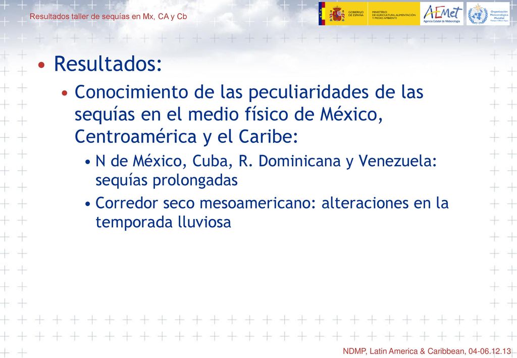 Resultados: Conocimiento de las peculiaridades de las sequías en el medio físico de México, Centroamérica y el Caribe: