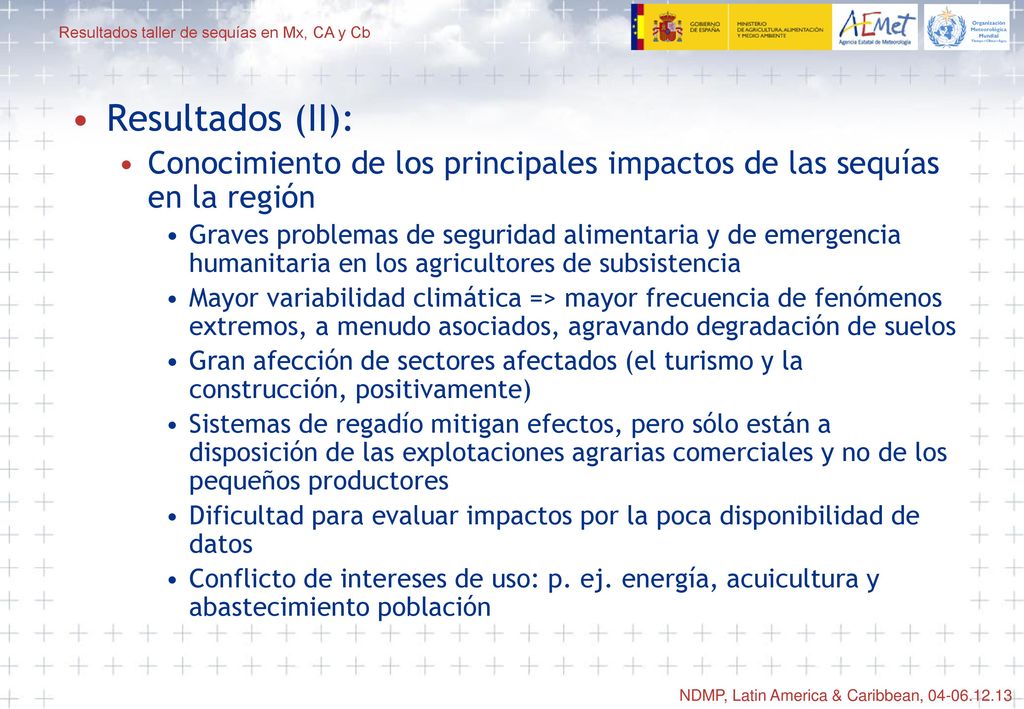 Resultados (II): Conocimiento de los principales impactos de las sequías en la región.