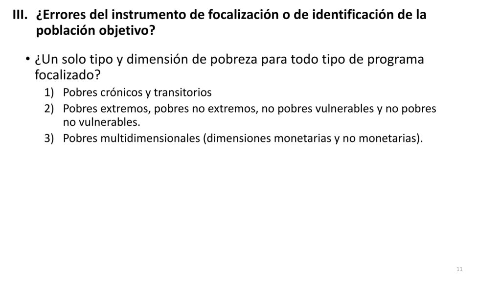 ¿Errores del instrumento de focalización o de identificación de la población objetivo