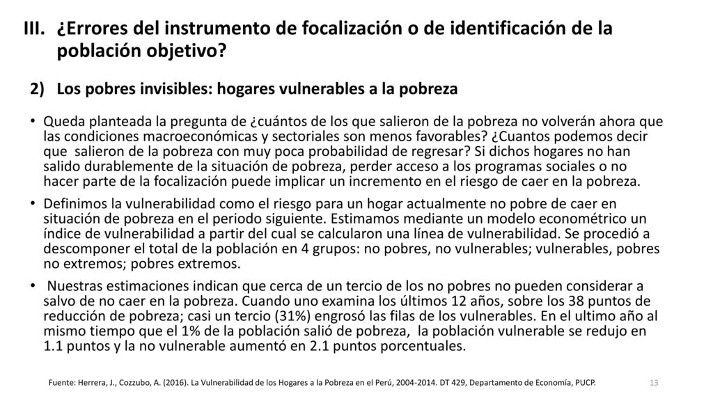 ¿Errores del instrumento de focalización o de identificación de la población objetivo