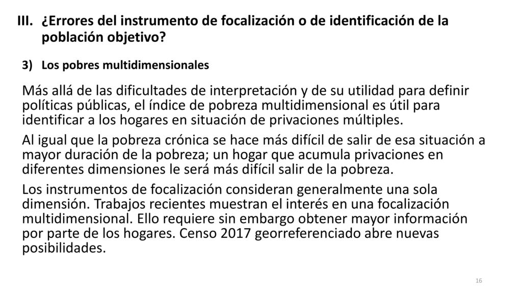 ¿Errores del instrumento de focalización o de identificación de la población objetivo