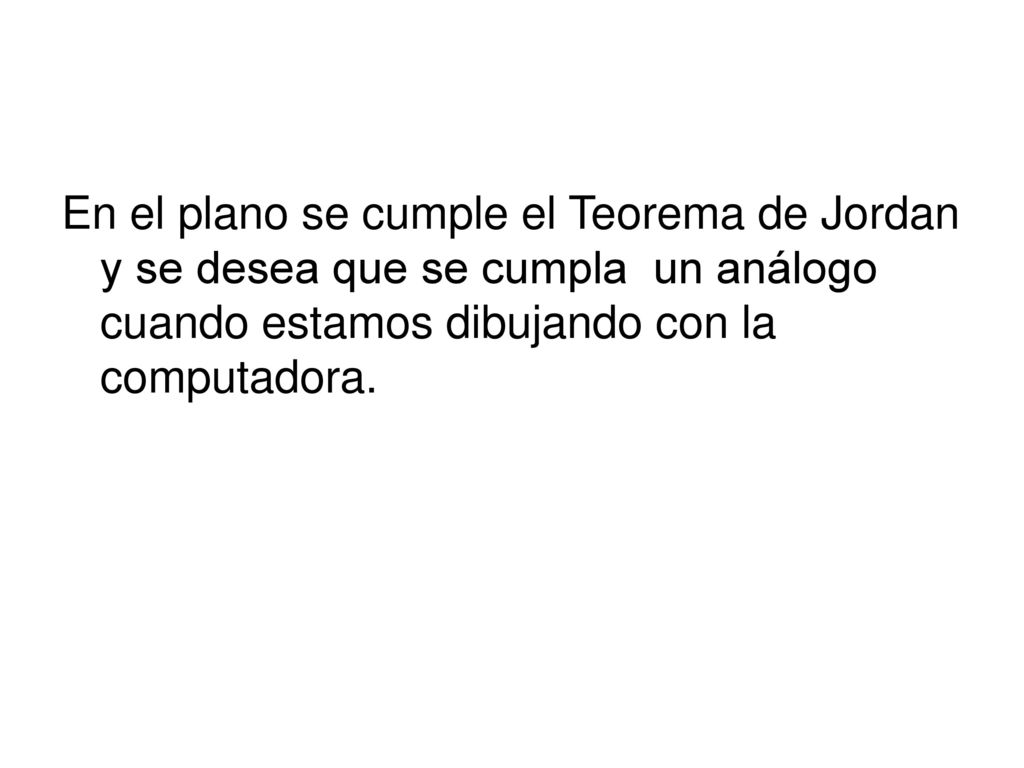 En el plano se cumple el Teorema de Jordan y se desea que se cumpla un análogo cuando estamos dibujando con la computadora.