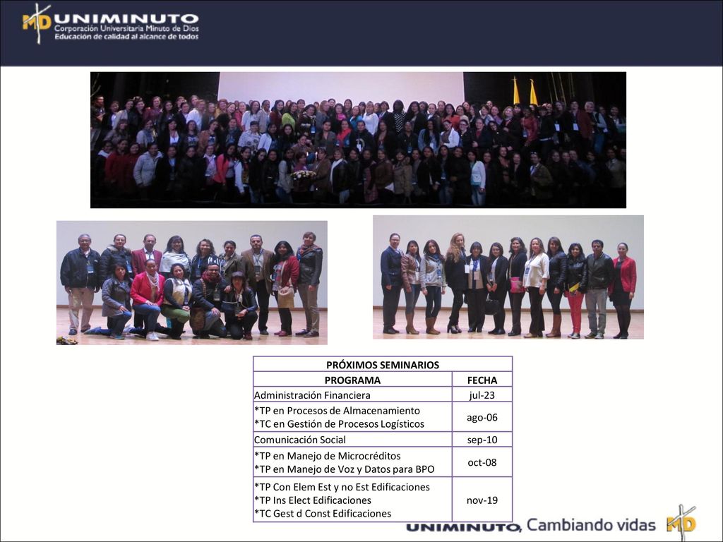PRÓXIMOS SEMINARIOS PROGRAMA. FECHA. Administración Financiera. jul-23. *TP en Procesos de Almacenamiento *TC en Gestión de Procesos Logísticos.