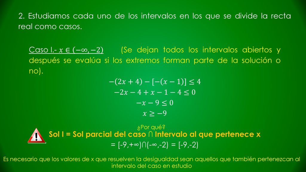 Sol I = Sol parcial del caso ∩ Intervalo al que pertenece x