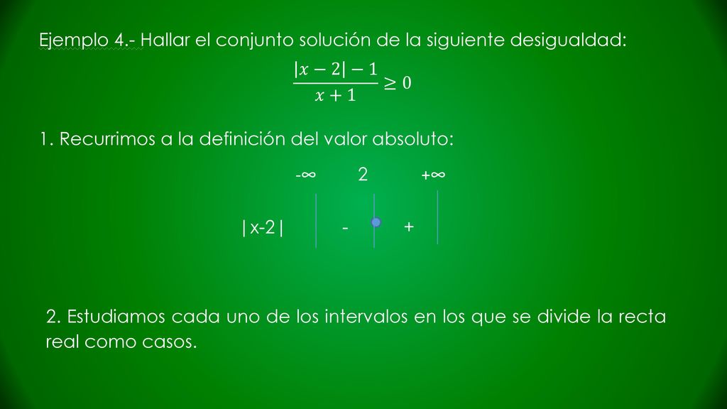 Ejemplo 4.- Hallar el conjunto solución de la siguiente desigualdad: