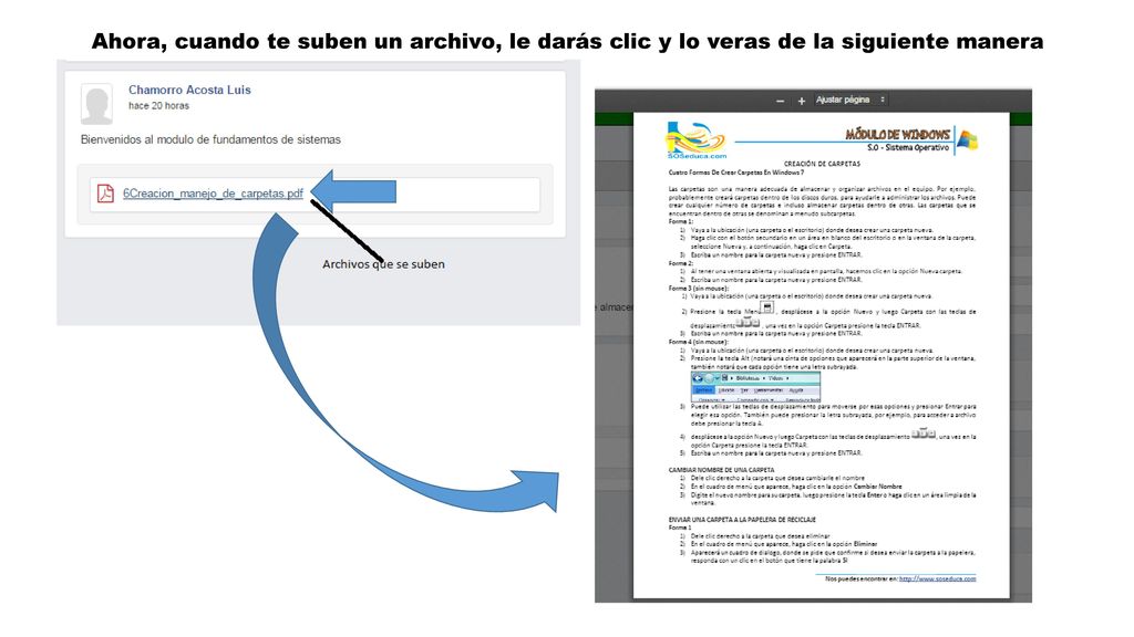 Ahora, cuando te suben un archivo, le darás clic y lo veras de la siguiente manera