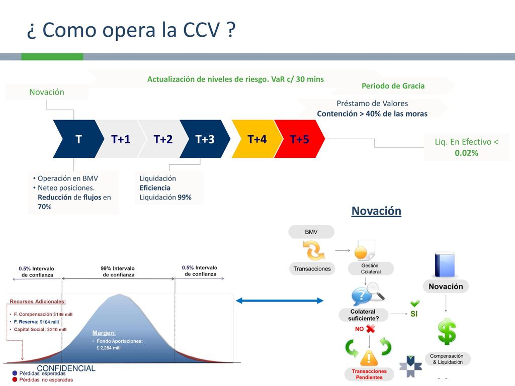 ¿ Como opera la CCV T+2 T+3 T+4 T+5 T+1 T Novación Novación