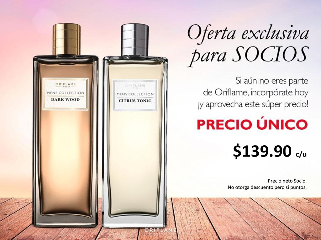$ c/u Precio neto Socio. No otorga descuento pero sí puntos.