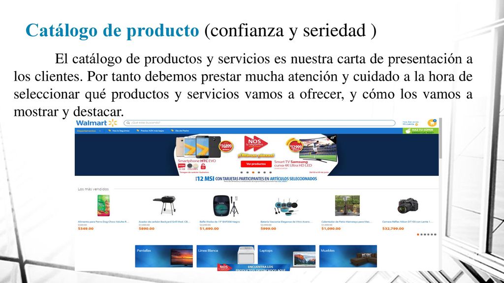 Catálogo de producto (confianza y seriedad )