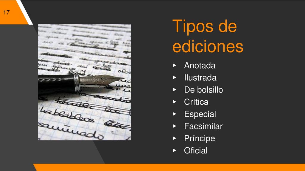 Tipos de ediciones Anotada Ilustrada De bolsillo Crítica Especial