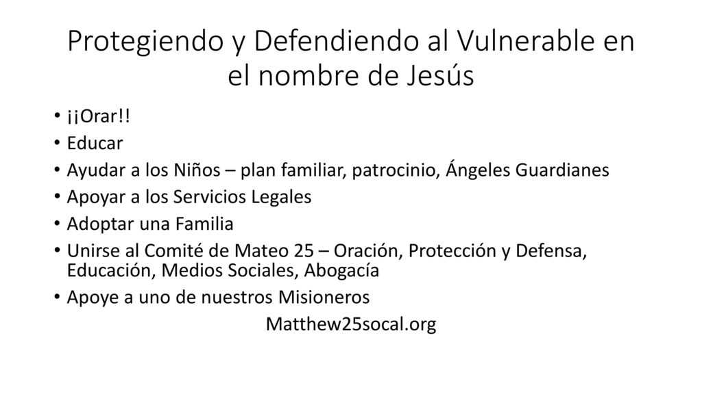 Protegiendo y Defendiendo al Vulnerable en el nombre de Jesús