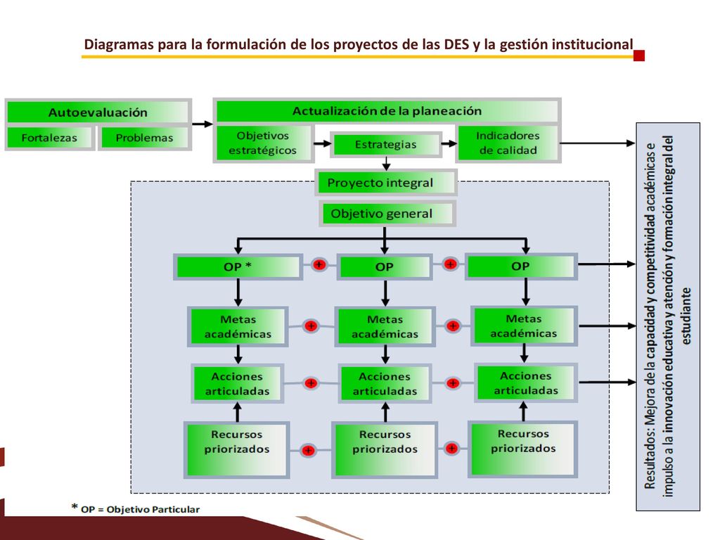 Diagramas para la formulación de los proyectos de las DES y la gestión institucional