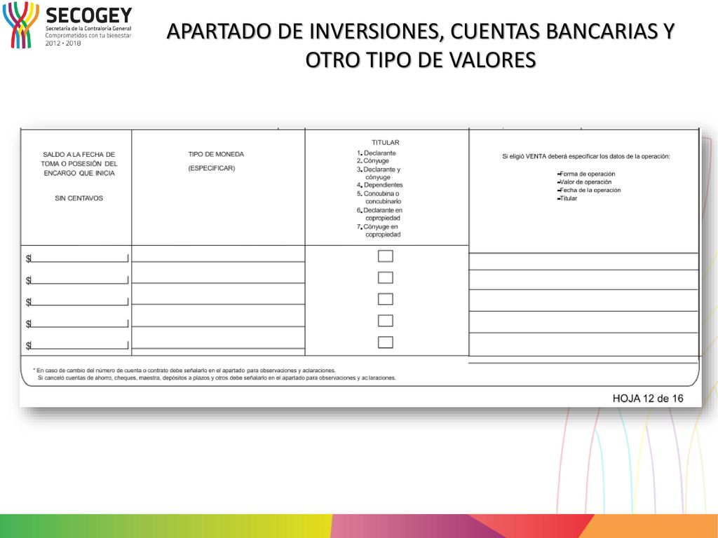 APARTADO DE INVERSIONES, CUENTAS BANCARIAS Y OTRO TIPO DE VALORES