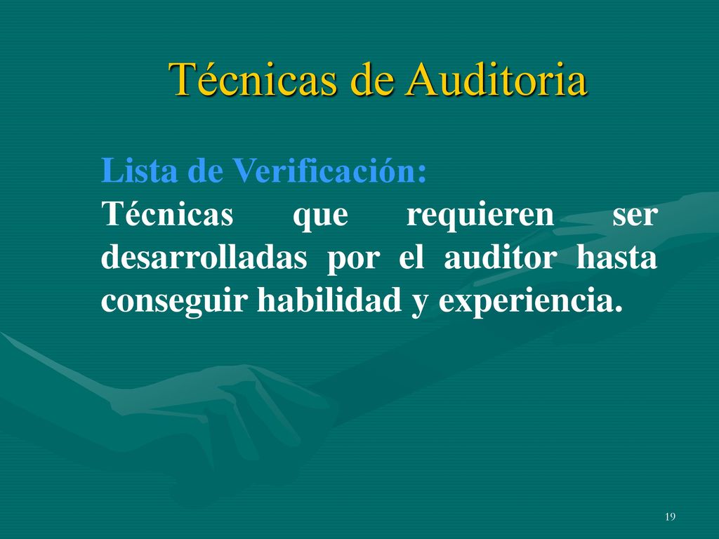 Técnicas de Auditoria Lista de Verificación: