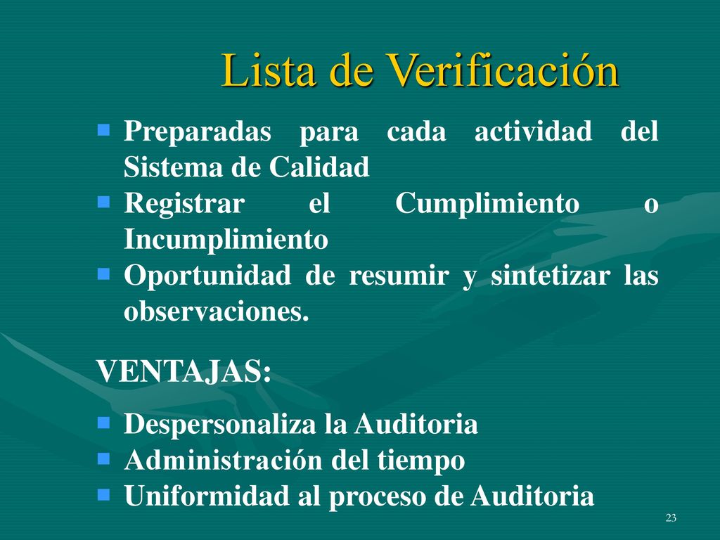 Lista de Verificación VENTAJAS: