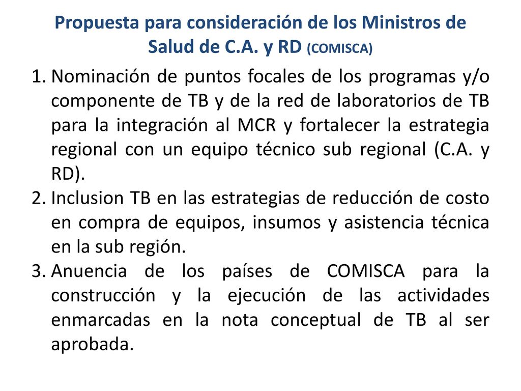 Propuesta para consideración de los Ministros de Salud de C. A
