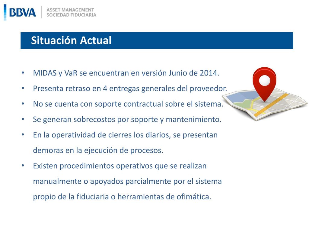 Situación Actual MIDAS y VaR se encuentran en versión Junio de 2014.