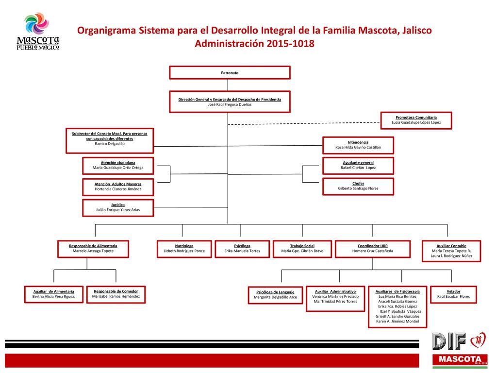 Organigrama Sistema para el Desarrollo Integral de la Familia Mascota, Jalisco