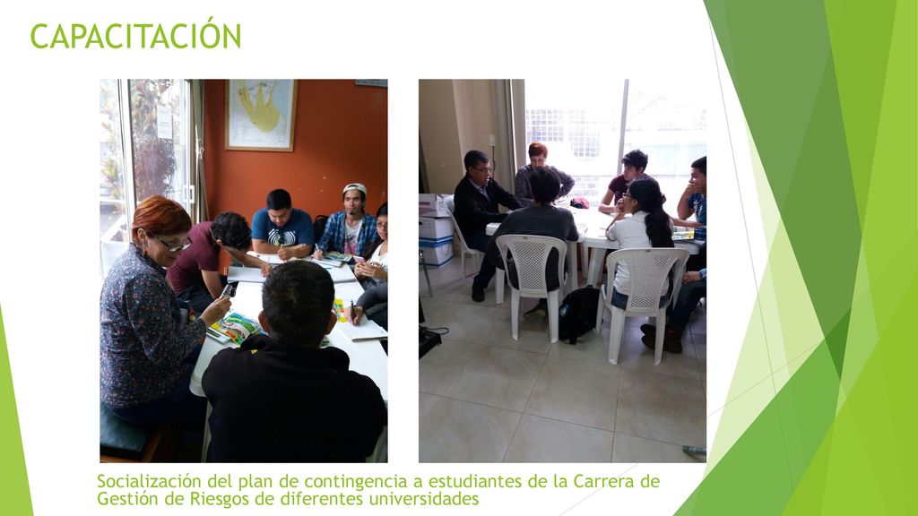 CAPACITACIÓN Socialización del plan de contingencia a estudiantes de la Carrera de Gestión de Riesgos de diferentes universidades.