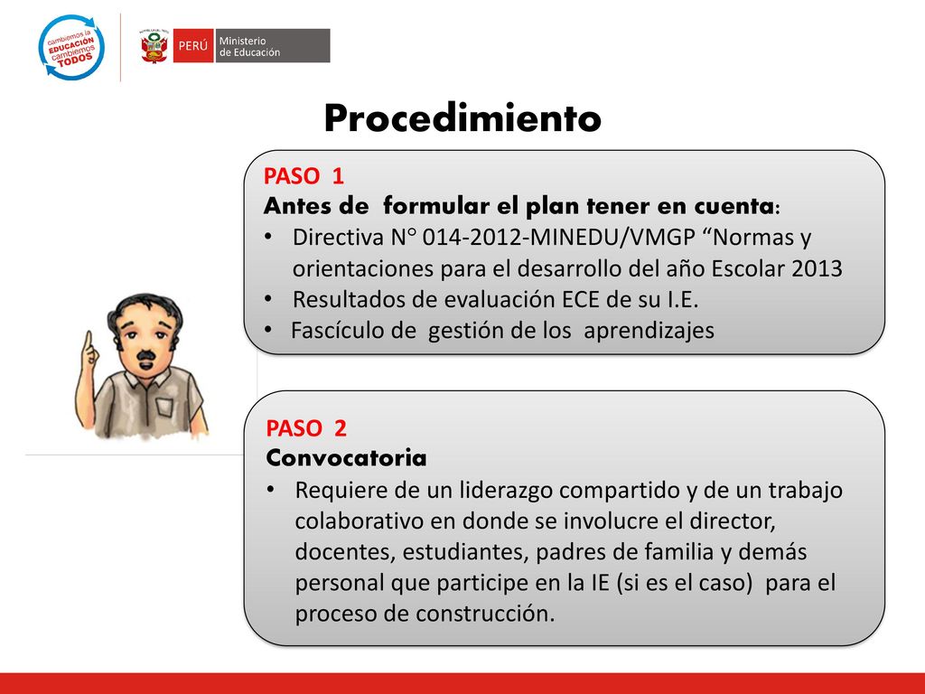 Procedimiento PASO 1 Antes de formular el plan tener en cuenta: