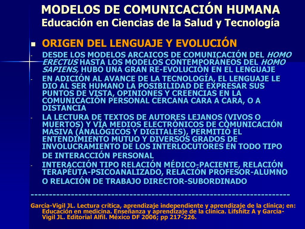 MODELOS DE COMUNICACIÓN HUMANA Educación en Ciencias de la Salud y Tecnología