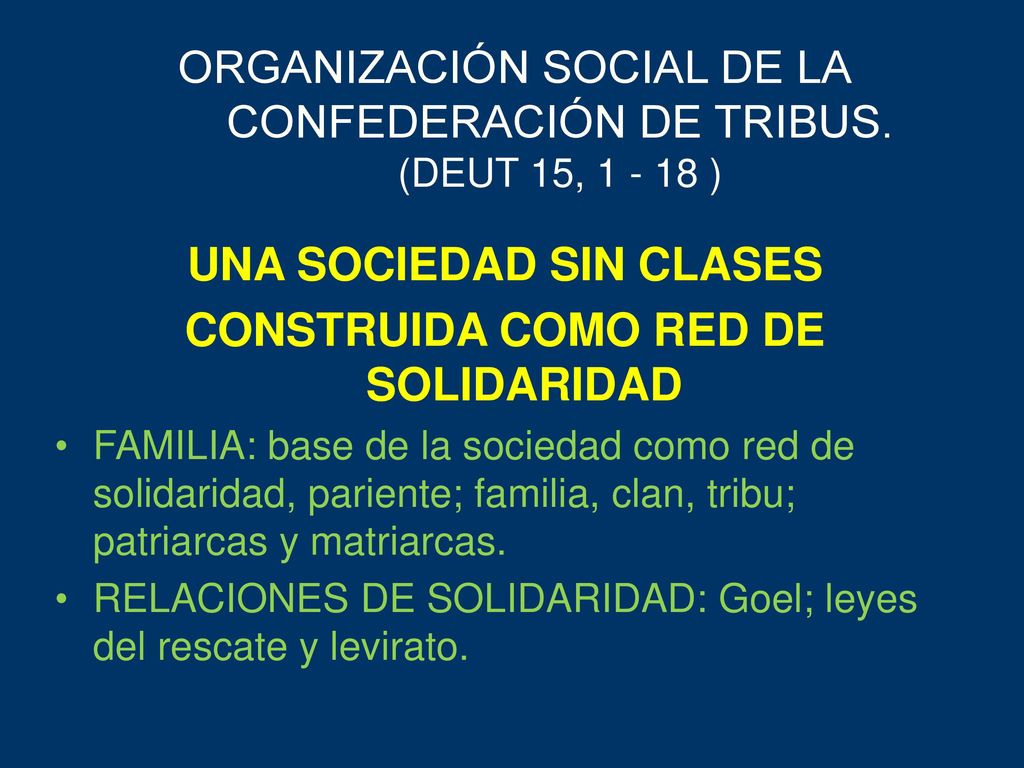 ORGANIZACIÓN SOCIAL DE LA CONFEDERACIÓN DE TRIBUS. (DEUT 15, )