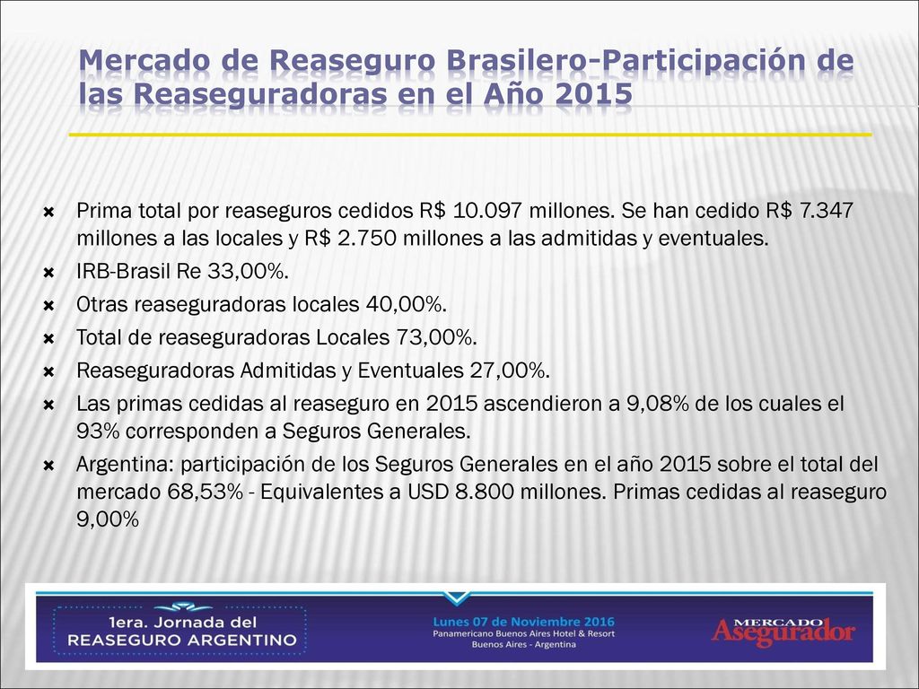 Mercado de Reaseguro Brasilero-Participación de las Reaseguradoras en el Año 2015