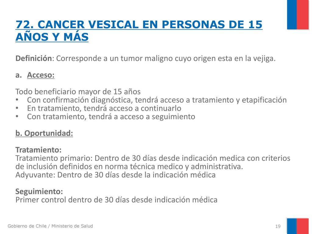 72. CANCER VESICAL EN PERSONAS DE 15 AÑOS Y MÁS