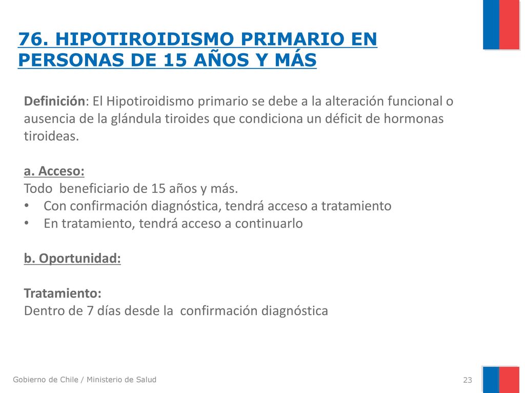 76. HIPOTIROIDISMO PRIMARIO EN PERSONAS DE 15 AÑOS Y MÁS