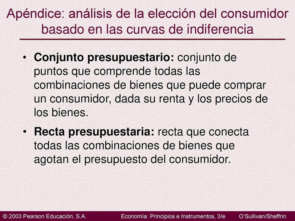 Apéndice: análisis de la elección del consumidor basado en las curvas de indiferencia