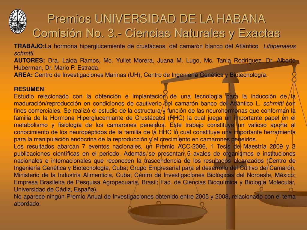 TRABAJO:La hormona hiperglucemiente de crustáceos, del camarón blanco del Atlántico Litopenaeus schmtti.