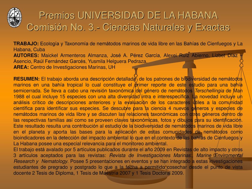TRABAJO: Ecología y Taxonomía de nemátodos marinos de vida libre en las Bahías de Cienfuegos y La Habana, Cuba