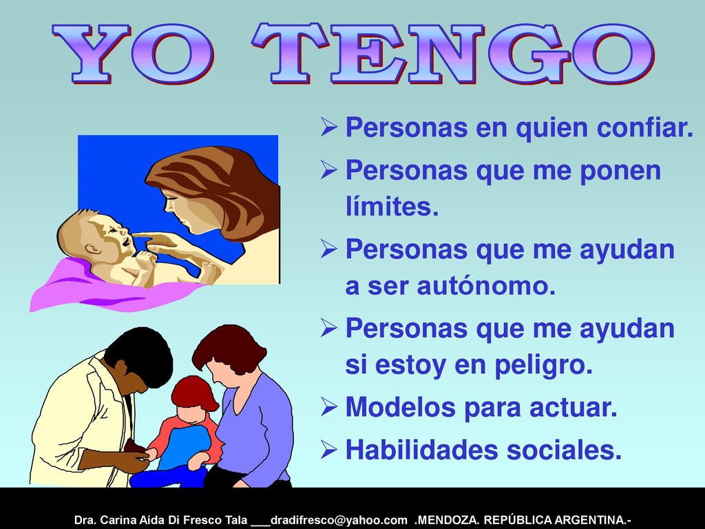 YO TENGO Personas en quien confiar. Personas que me ponen límites.