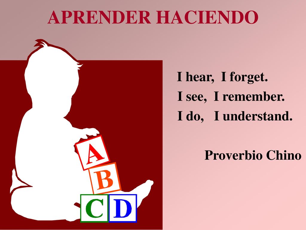 APRENDER HACIENDO I see, I remember. I do, I understand.