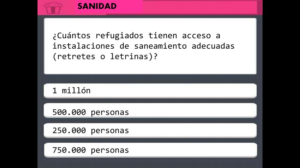 SANIDAD ¿Cuántos refugiados tienen acceso a instalaciones de saneamiento adecuadas (retretes o letrinas)