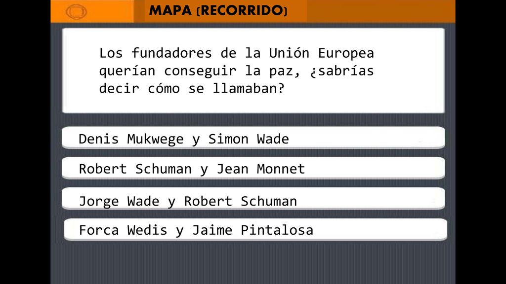 MAPA (RECORRIDO) Los fundadores de la Unión Europea querían conseguir la paz, ¿sabrías decir cómo se llamaban