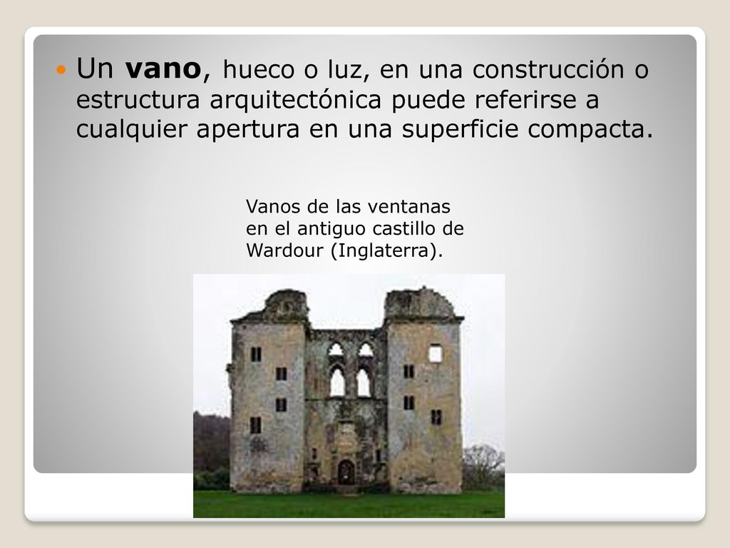 Un vano, hueco o luz, en una construcción o estructura arquitectónica puede referirse a cualquier apertura en una superficie compacta.
