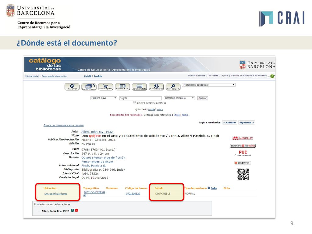 ¿Dónde está el documento