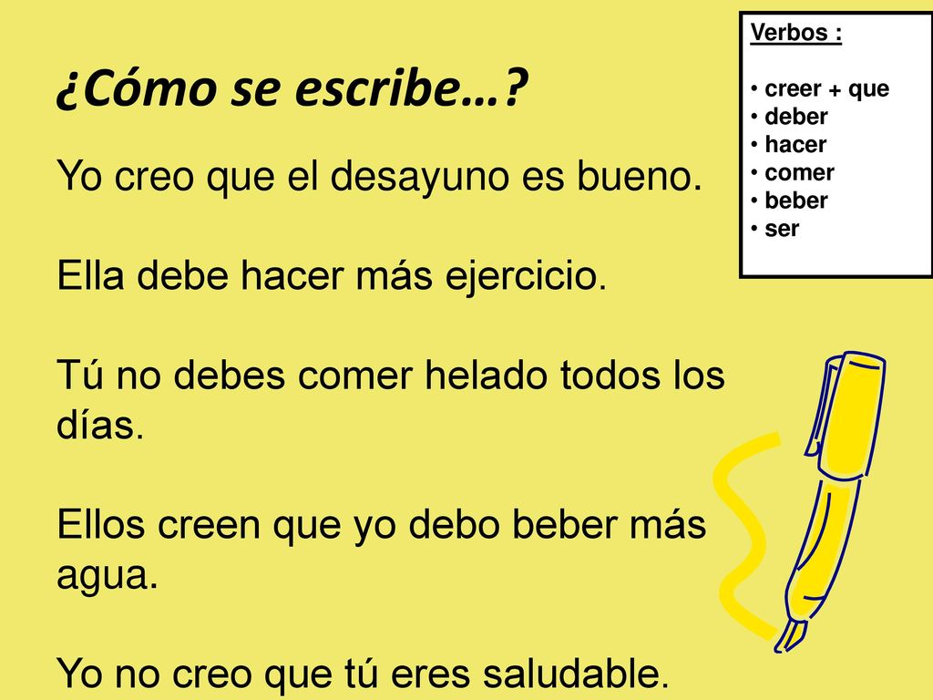 ¿Cómo se escribe… Yo creo que el desayuno es bueno.